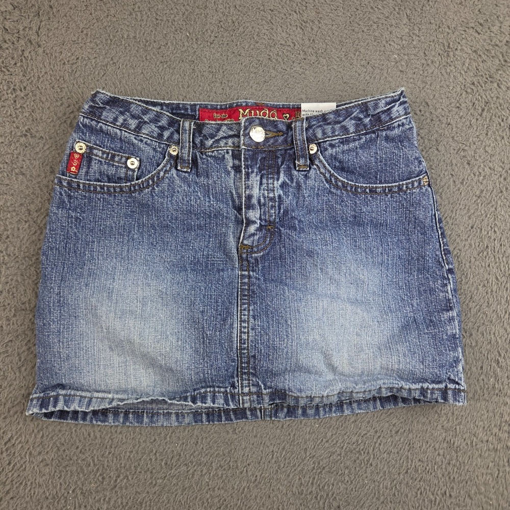 Y2K Mudd Denim Mini Skirt Skorts Girl's 12 Reg Blue Jean Built in Shorts